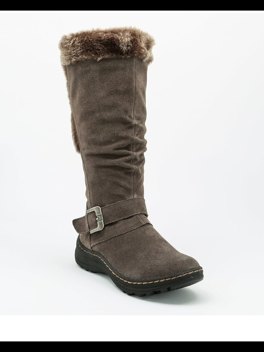 BareTraps Taupe Faux-Fur Suede Knee Boot